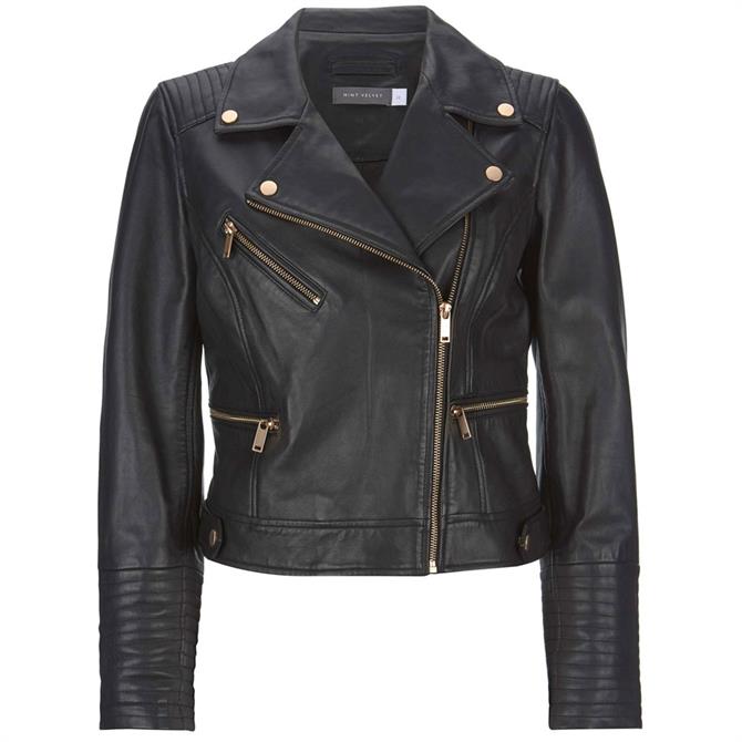 Mint Velvet Black Biker Leather Jacket
